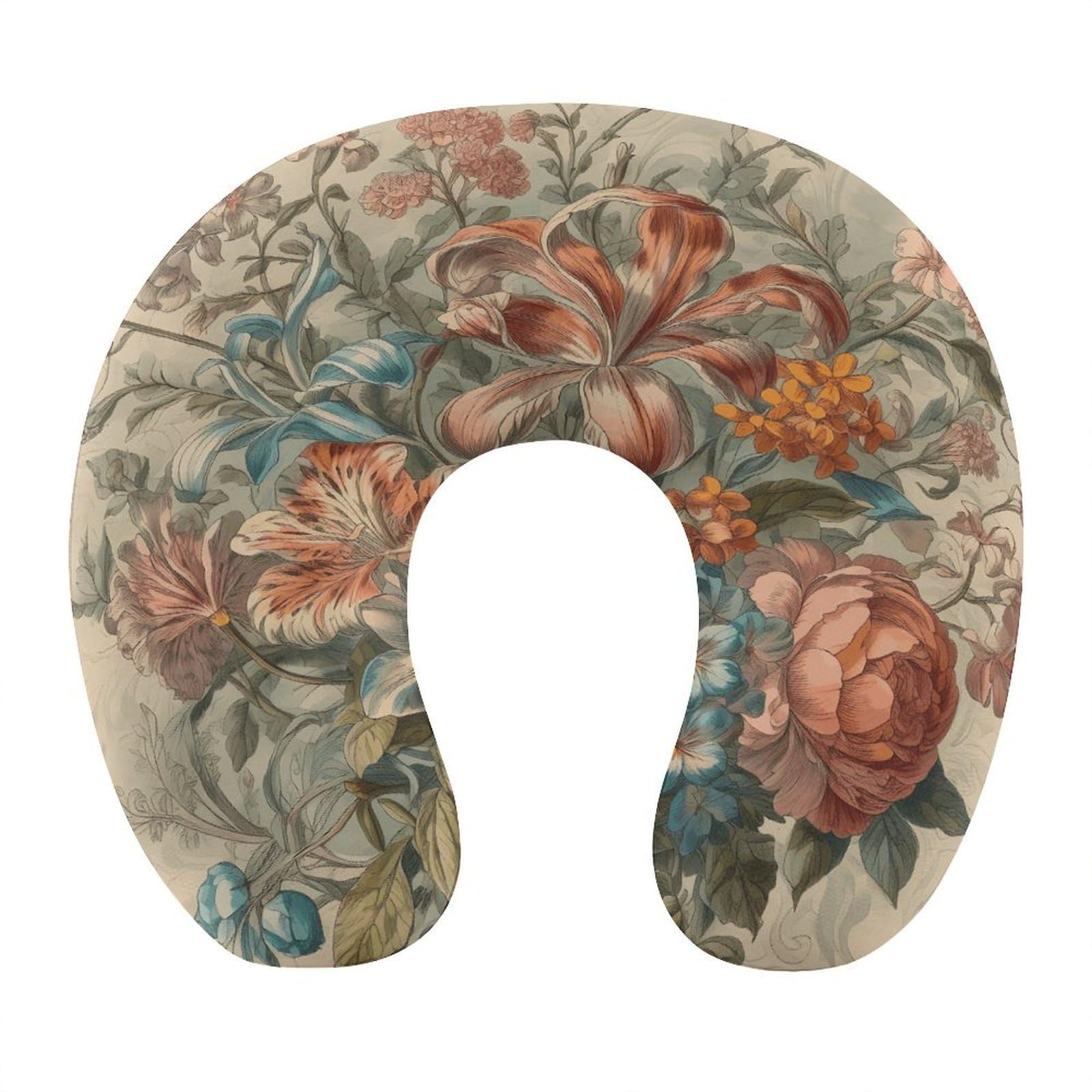Btcowzrv Style Decorative Flowers U Shaped Neck Pillow Travel Pillows