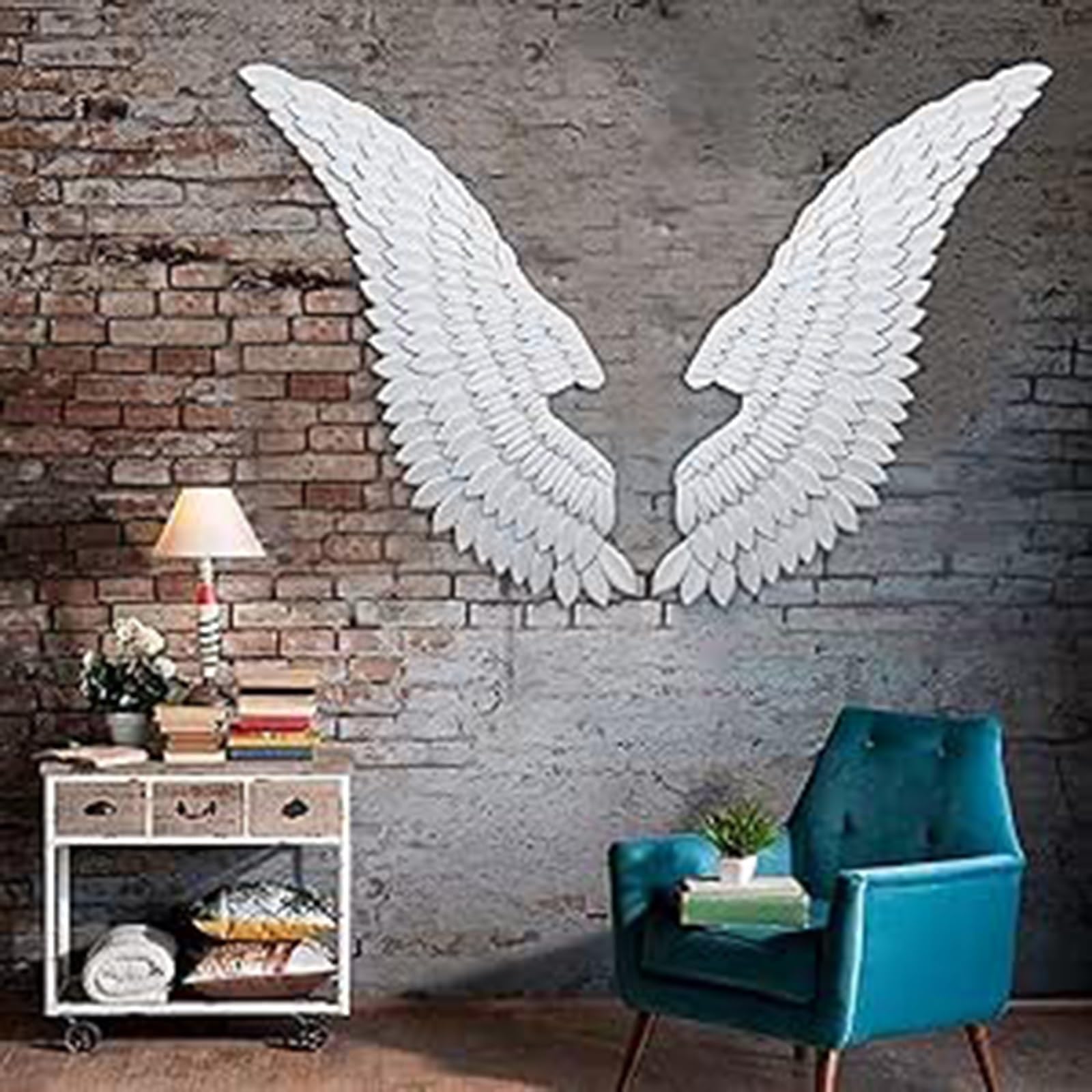 Decoración de arte de pared con alas de ángel grandes en 3D, decoración de pared para el hogar con alas colgantes, escultura decorativa de pared 3D grande para el hogar, dormitorio, sala de estar y ja