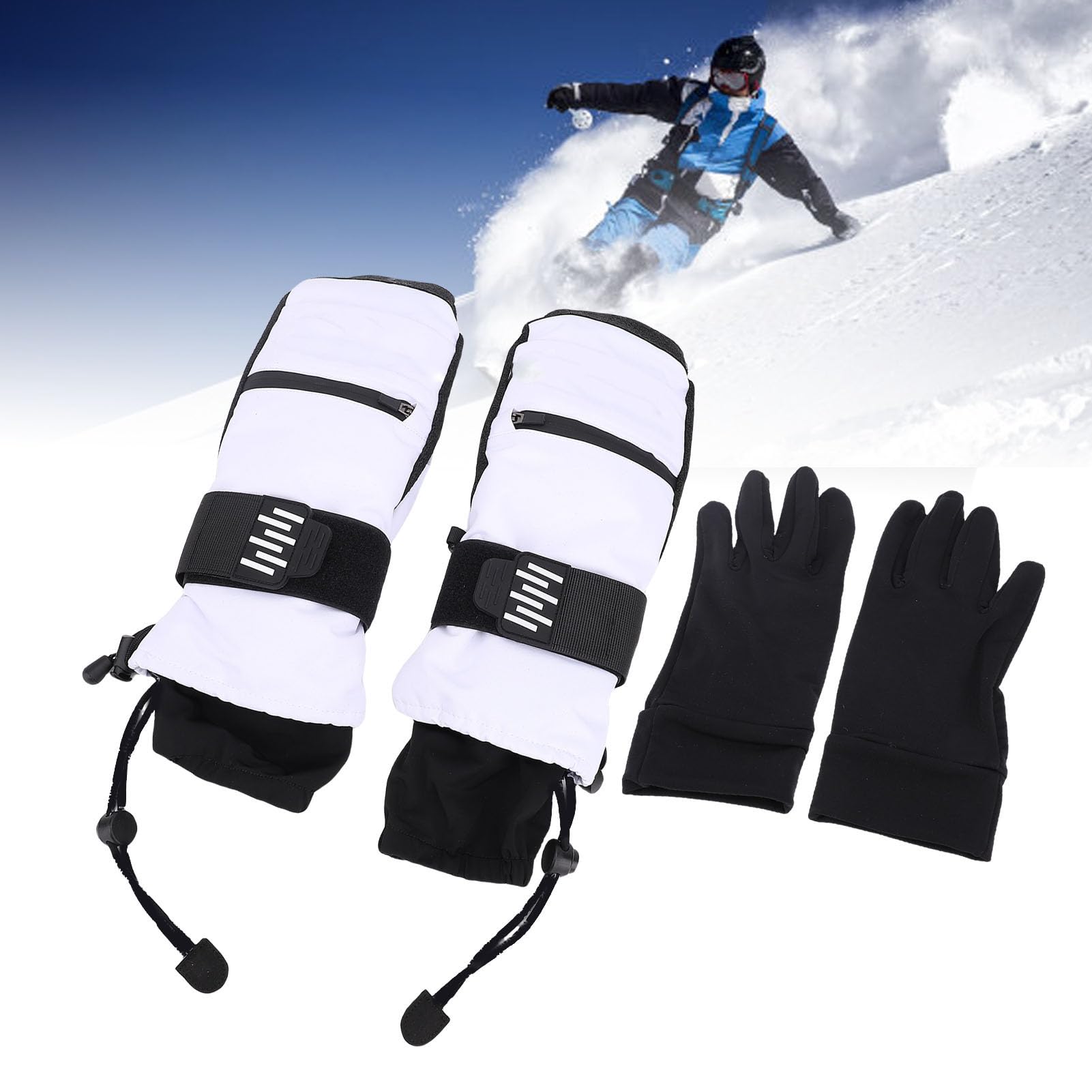 Manoplas de esquí para Hombres y Mujeres de Snowboard a Prueba de Viento con Capa Interior Térmica para esquí, Snowboard y Actividades Al Aire de Invierno Mitones Protectores para Clima Frío
