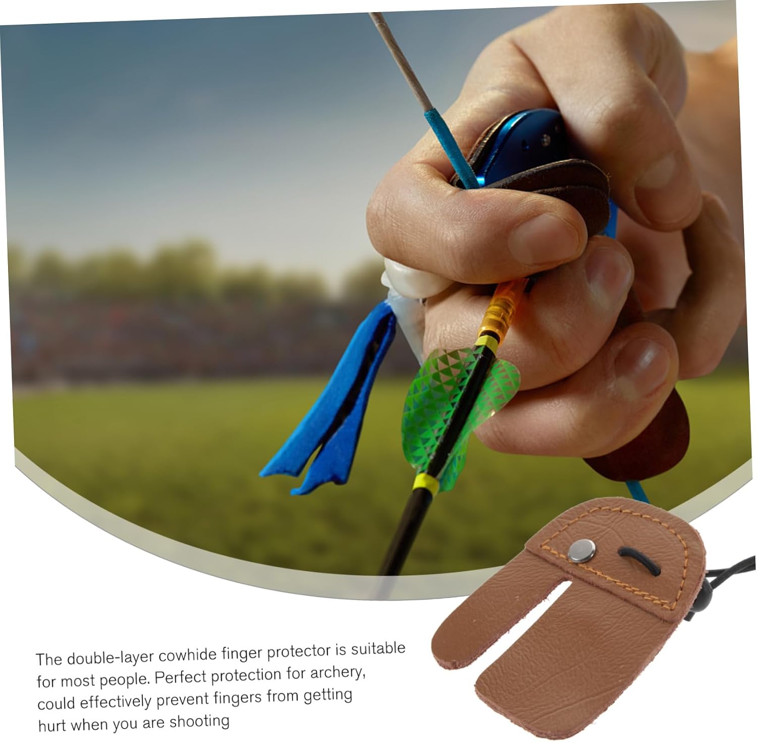 Yardwe 2pcs Leather Finger Guards Ice Resistant Boots Finger Tabs for Bow Shooting Cow Leather Finger Tab Cue