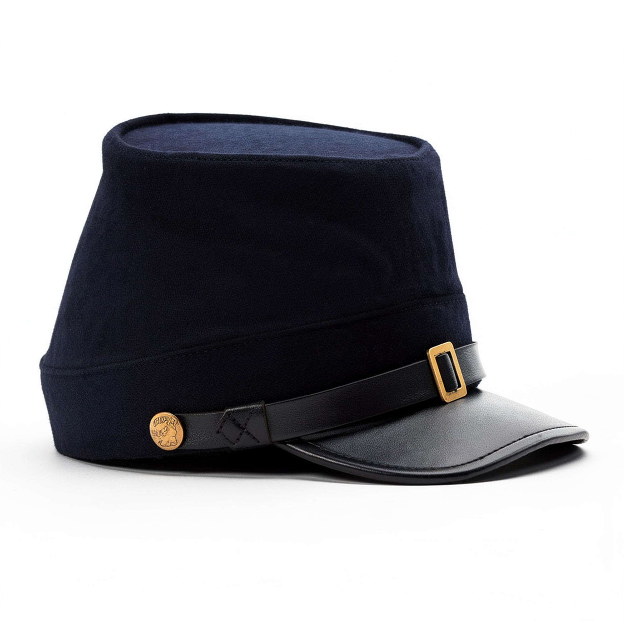 Supplies Blue Wool Civil War Replica Kepi Hat with Leather Bill – Authentic Reenactment, Display & Cosplay Cap (Available in Small, Medium, Large & X-Large)