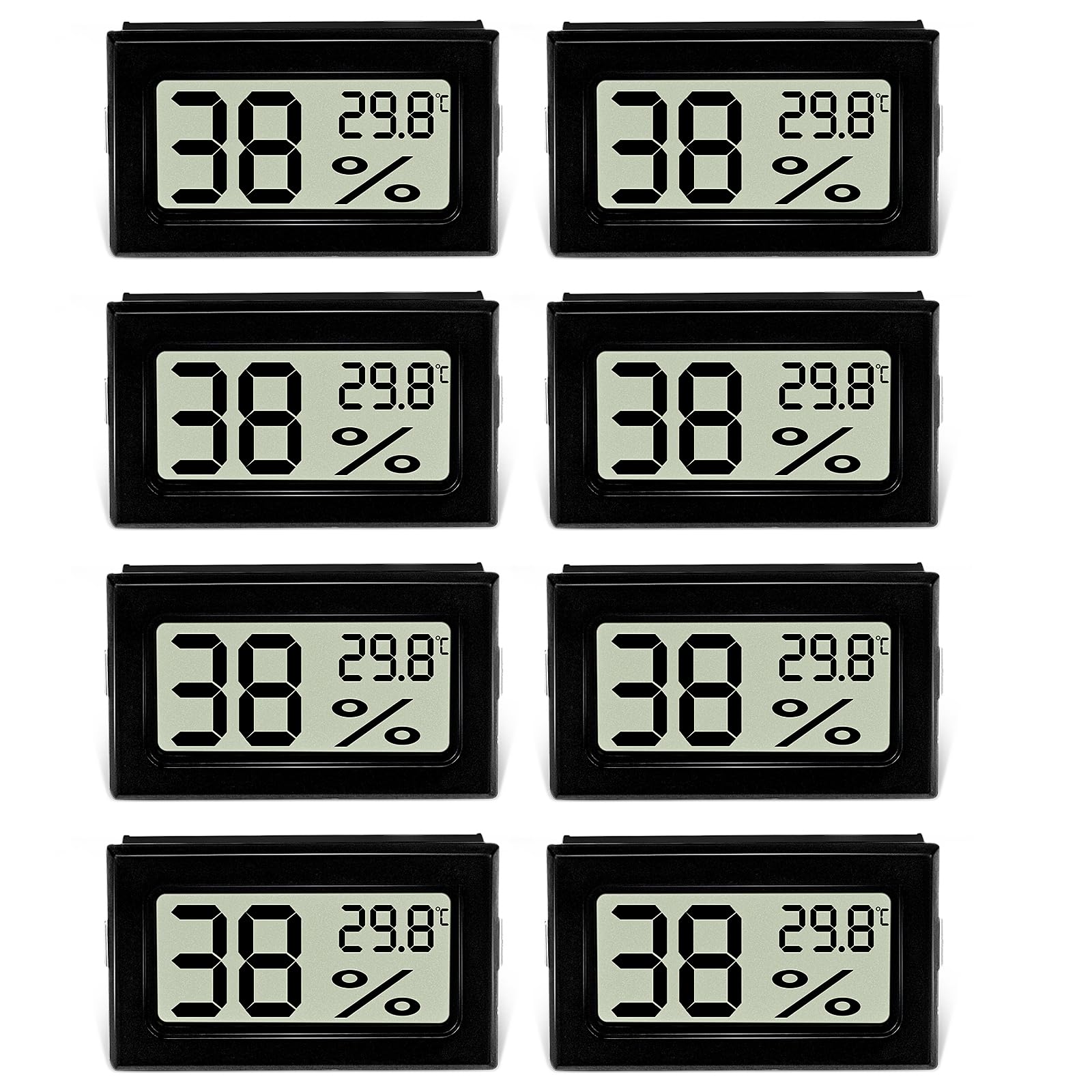 8 Stück Hygrometer Thermometer, Mini Digital Hygrometer mit LCD, indoor hygrometer Temperatur Luftfeuchtigkeitsmesser Celsius(℃) für Weinkeller Gewächshaus Babyzimmer