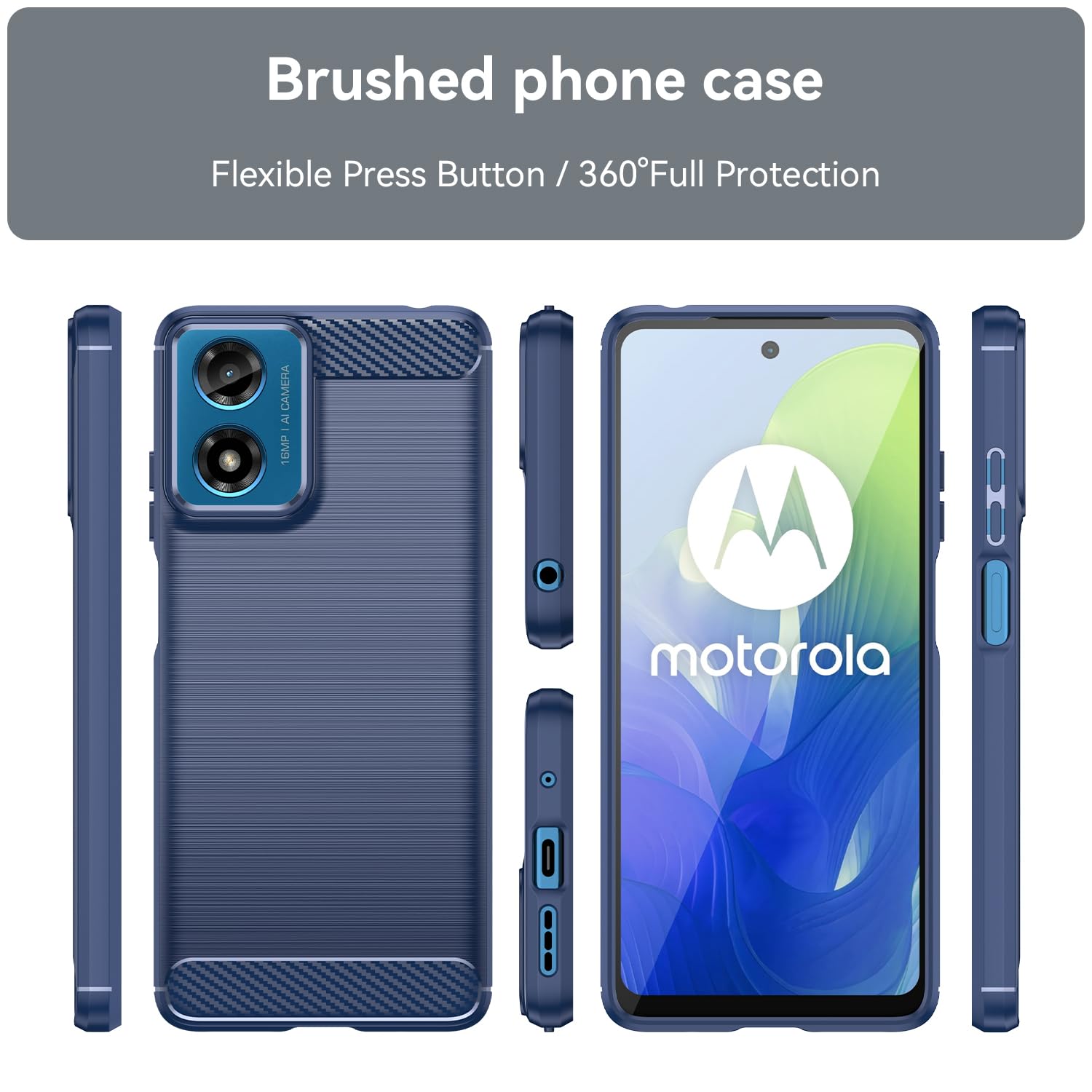 HuiYouMY 2-in-1 Case Compatible with Motorola Moto E14 Cover with 1 Pack Tempered Glass Screen Protector for Motorola Moto E14 - Image 2
