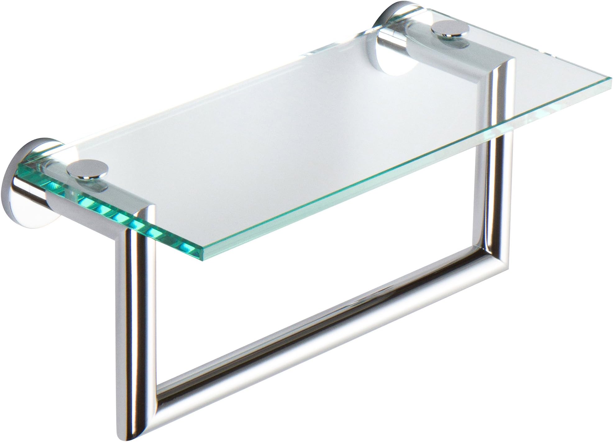 Ginger 4619T-12 Kubic 12 Towel Bar with Plain Rosette, and Glass Shelf, Polished Chrome by Ginger