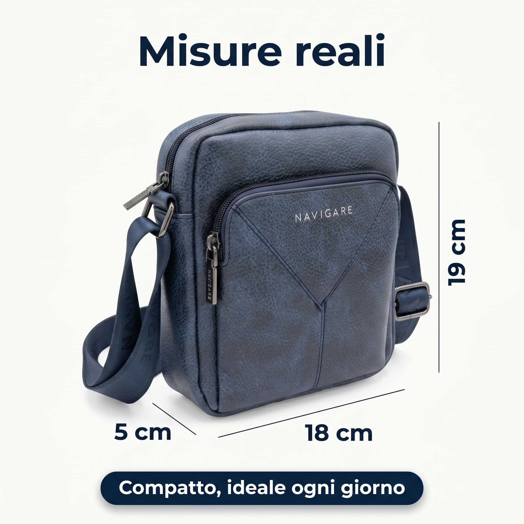 Navigare BORSELLO UOMO TRACOLLA – Borsello Uomo in Ecopelle con Tracolla Regolabile, 2 Tasche con Zip e Scomparti Interni, Stile Elegante e Casual per Lavoro, Viaggio e Tempo Libero