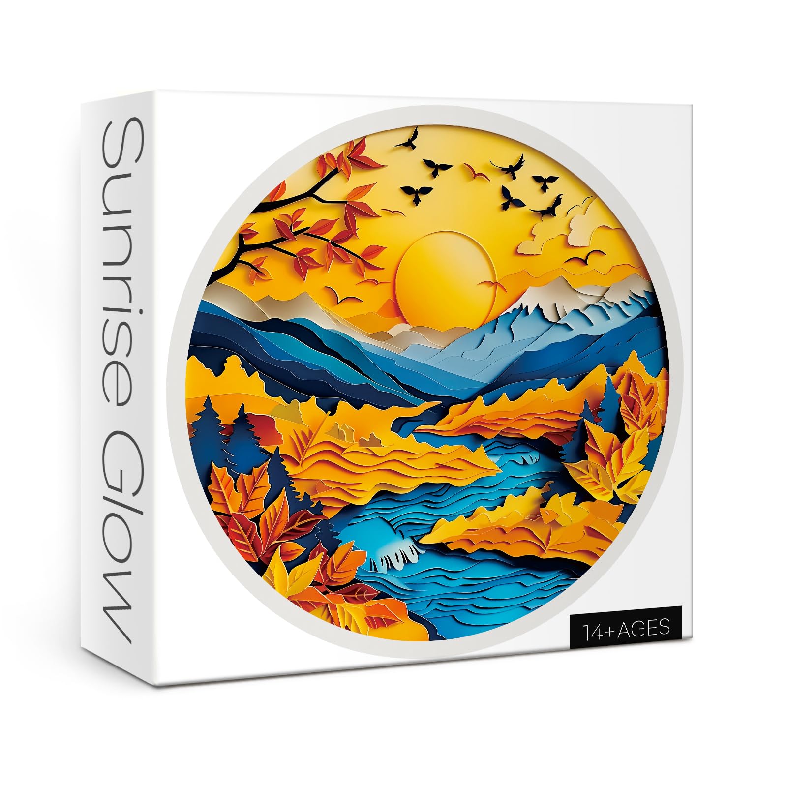 Round Landscape Puzzle for Adults 1000 Pieces, Pretty Autumn Jigsaw Puzzle, Bird Fall Puzzle Scenery