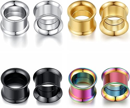 Miniatura 3 de WBRWP Unisex mujeres 6 piezas8 piezas-3 pares4 pares huecos de acero inoxidable de circón tornillo tapones para los oídos túneles con tapones de