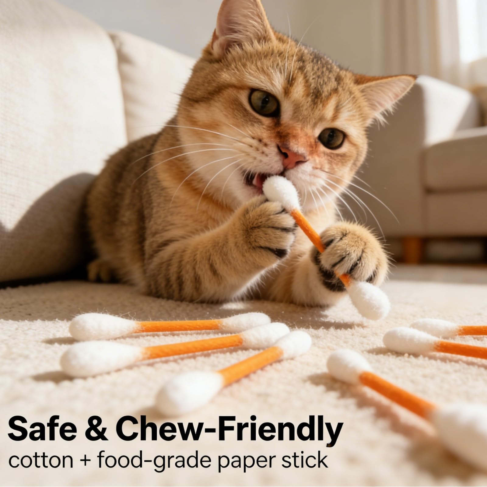 6 Pcs Giant Cotton Swab Catnip Toys,Durable Felt Cat Chew Toys, Soft Interactive Cat Toys for Indoor Cats,Relieve Boredom, Reduce Anxiety, Ideal Cat Toy for Indoor Play Exercise — view 3