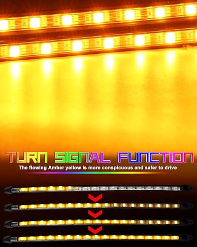 Miniatura 6 de Tira de luz LED RGB de 14 pulgadas, control por aplicación, multicolor, 14.0 in, arranque frío, blanco, dinámico, RGB ámbar, señal de giro DRL, tira