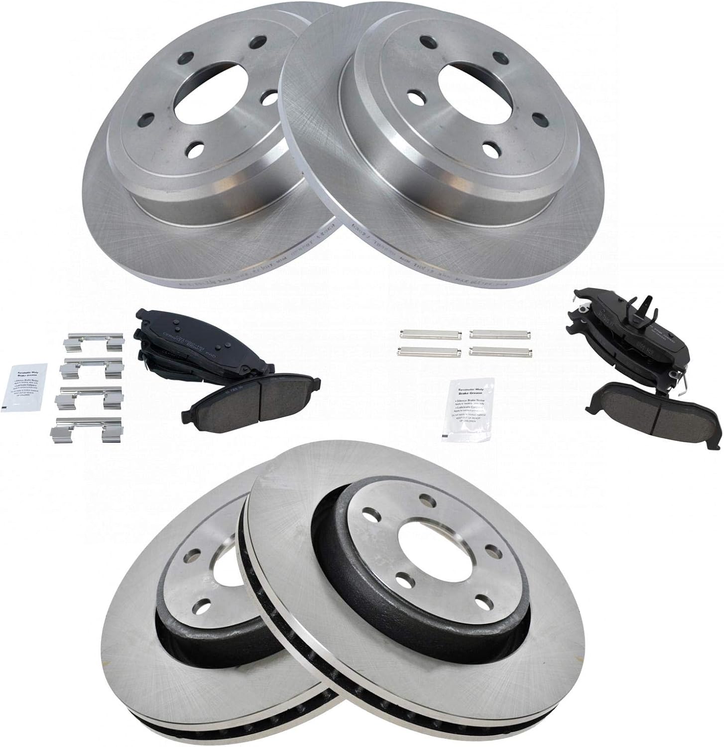 TRQ Front and Rear Brake Pad & Rotor Kit for Jeep Commander/Grand Cherokee