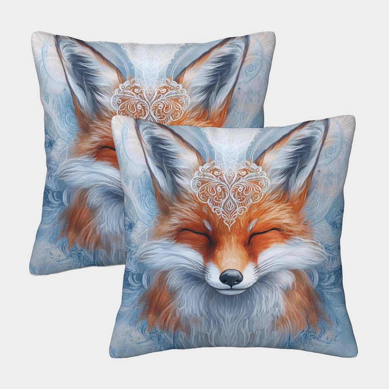 Kaiyun Style-1 2 Pack Red Fox With Closed Eyes Pillow Case 45X45cm Throw Pillow Case,Modern Decoration Animal Pattern For Terrace Sofa Bedroom Indoor Outdoor Party