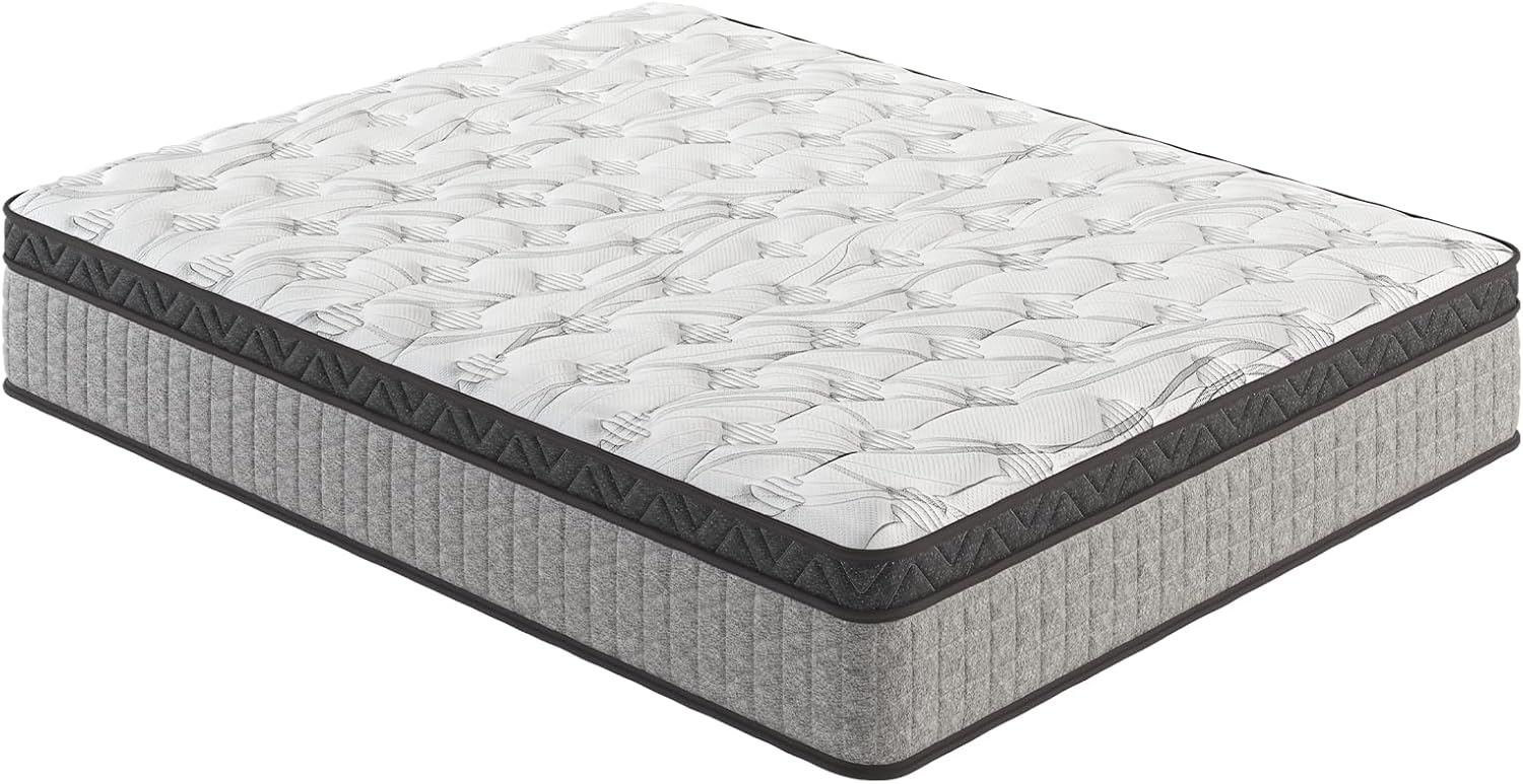 King Mattress, 12 Inch King Size Hybrid Mattress in Box, Gel Memory Foam & Individually Pocket Innerspring Mattress, Medium Firm CertiPUR-US Certified & Fiberglass Free (12", King)
