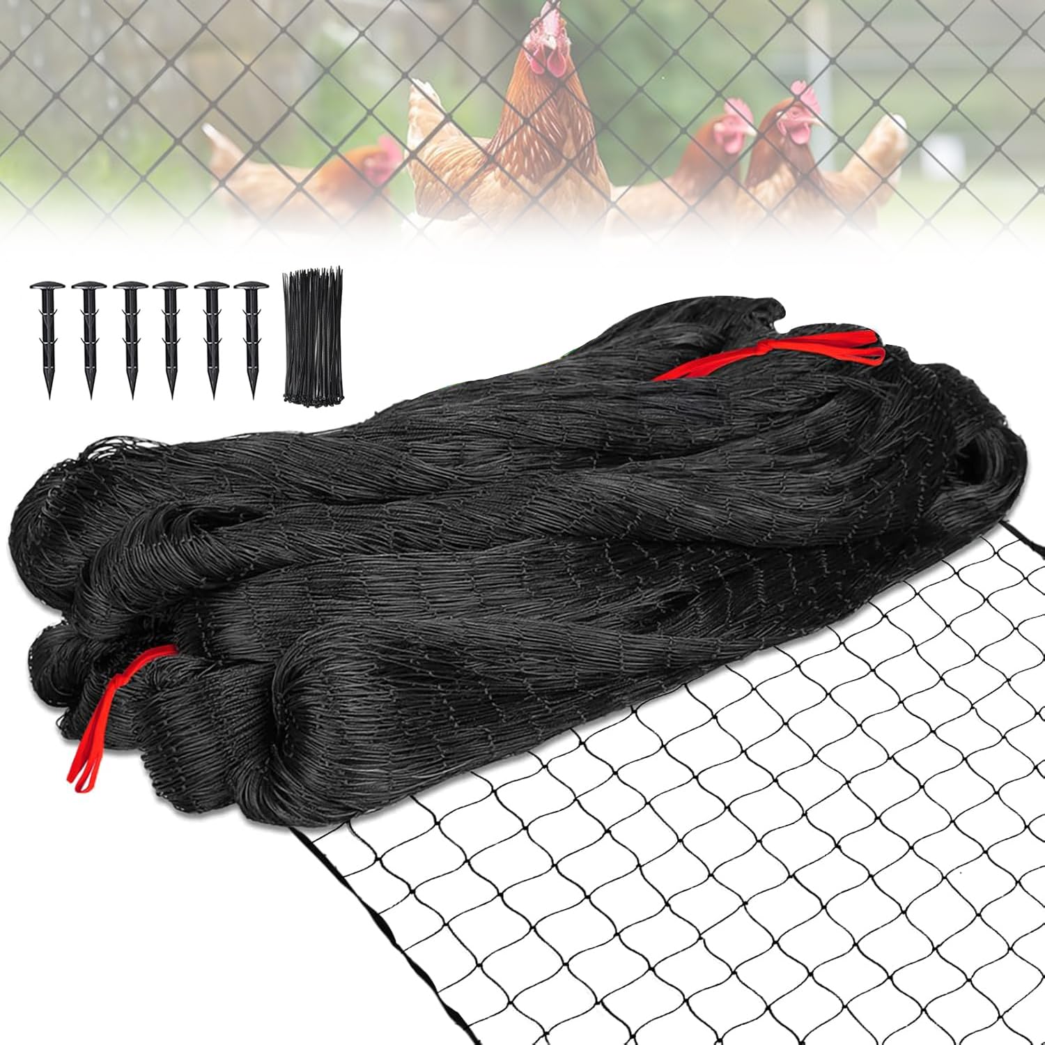 NEWFUN Rete Anti Uccelli,Reti Uccelli,Rete antiuccelli (15 m x 15 m),da 25 mm, tessuta extra forte, per uccelli, per gatti, riutilizzabile, Allontana Gli Animali