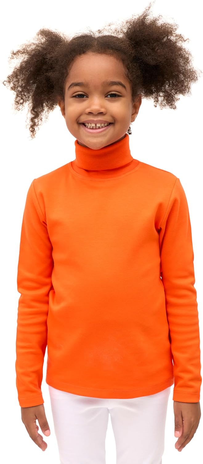 Lilax Girls' Basic Long Sleeve Turtleneck Cotton T-Shirt