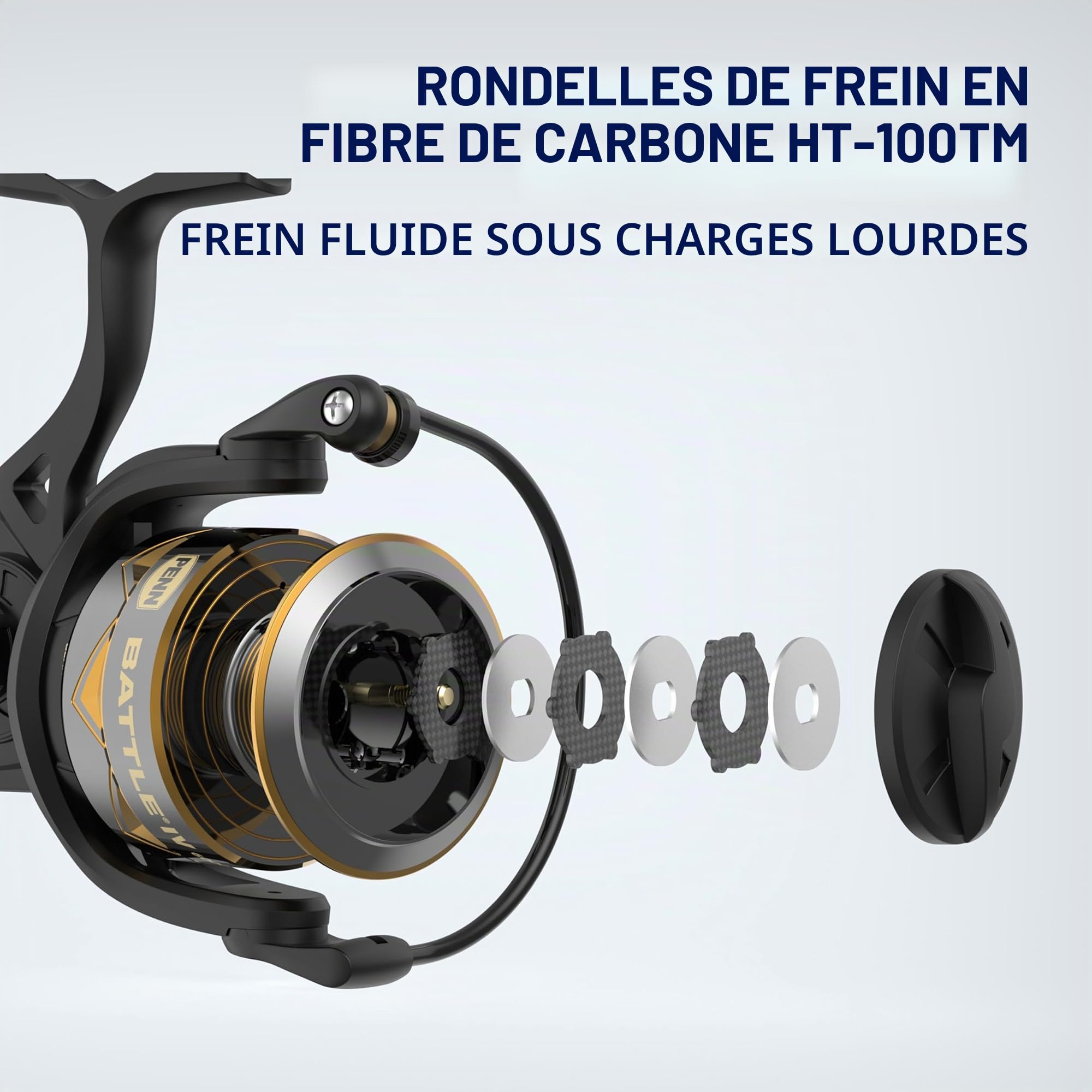Penn Kit de Moulinet de Combat, Taille 5 000, Comprend Un Couvercle de Moulinet et Une Bobine de Rechange en Aluminium anodisé, Position de la poignée Droite/Gauche, système de Frein Avant HT-100