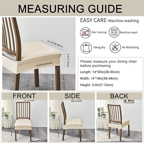 Miniatura 5 de HAOYONG Funda de asiento impermeable para sillas de comedor, 6 piezas, de piel sintética, lavable, protector de asiento suave y elástico para sillas