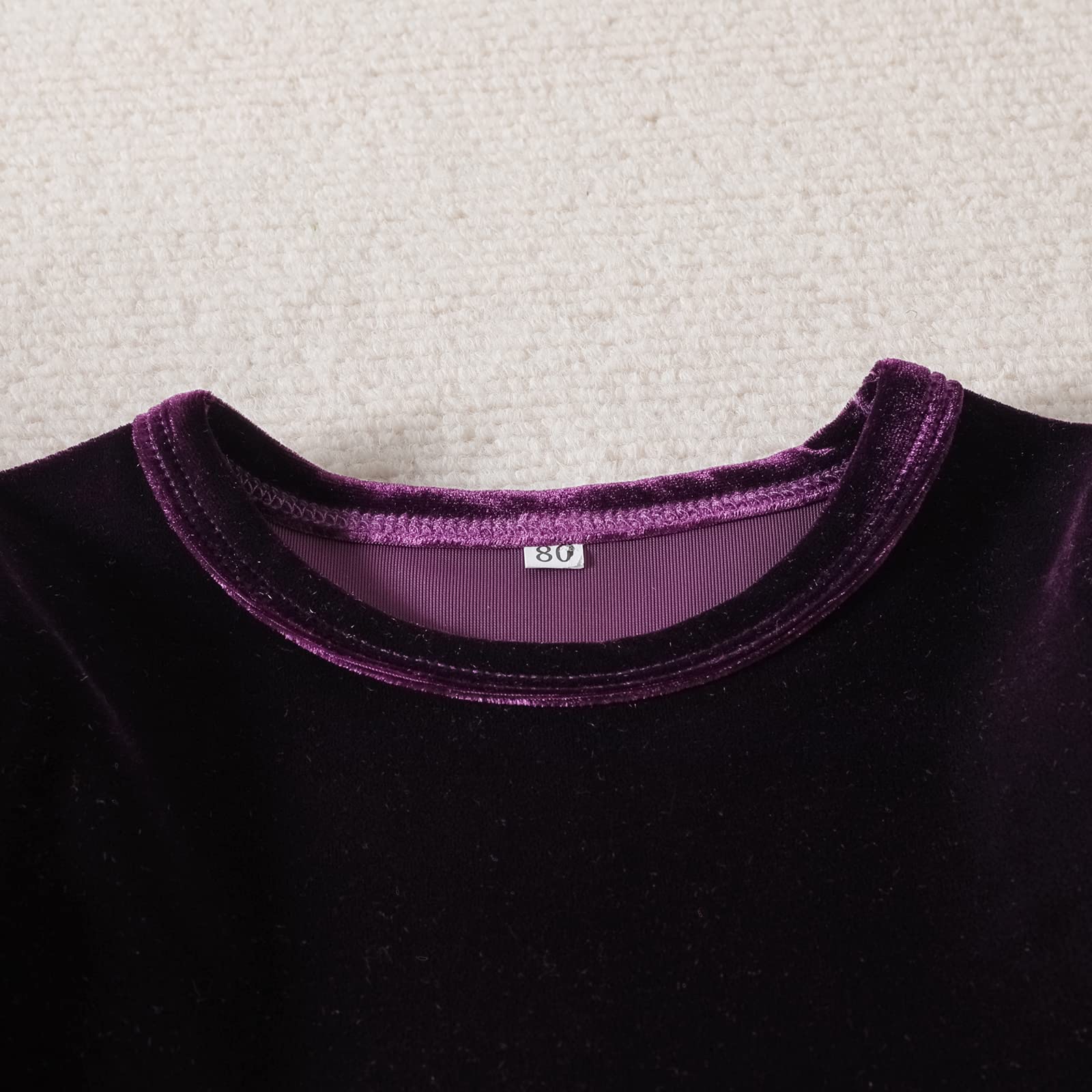 Vestito da ballo per bambini, per bambine, per Natale, principessa, linea A, con volant, a maniche lunghe, in velluto, per autunno, inverno, per feste in tinta unita, per compleanno, per le vacanze,