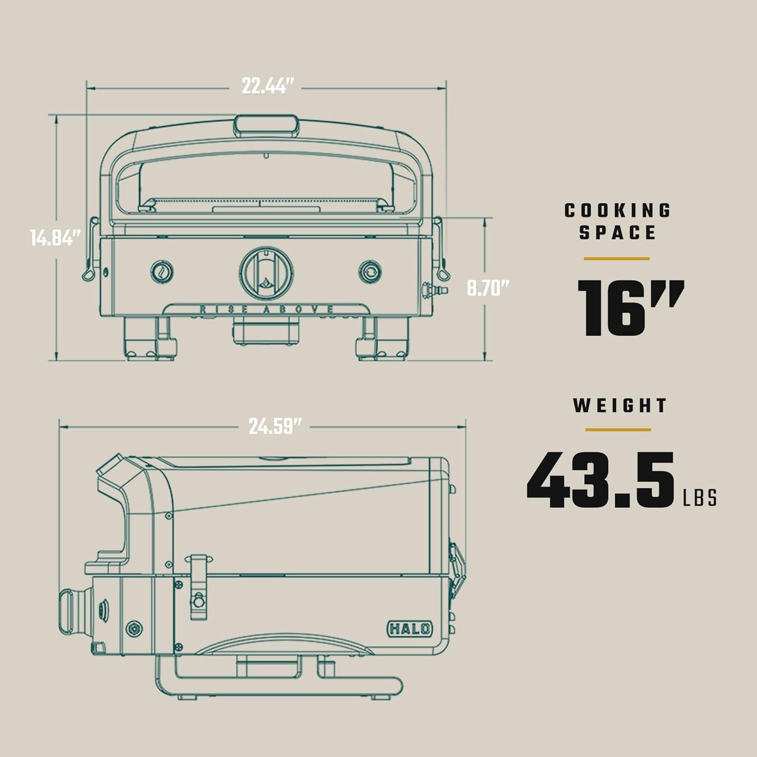 Halo Versa 16 Oven Dimensions