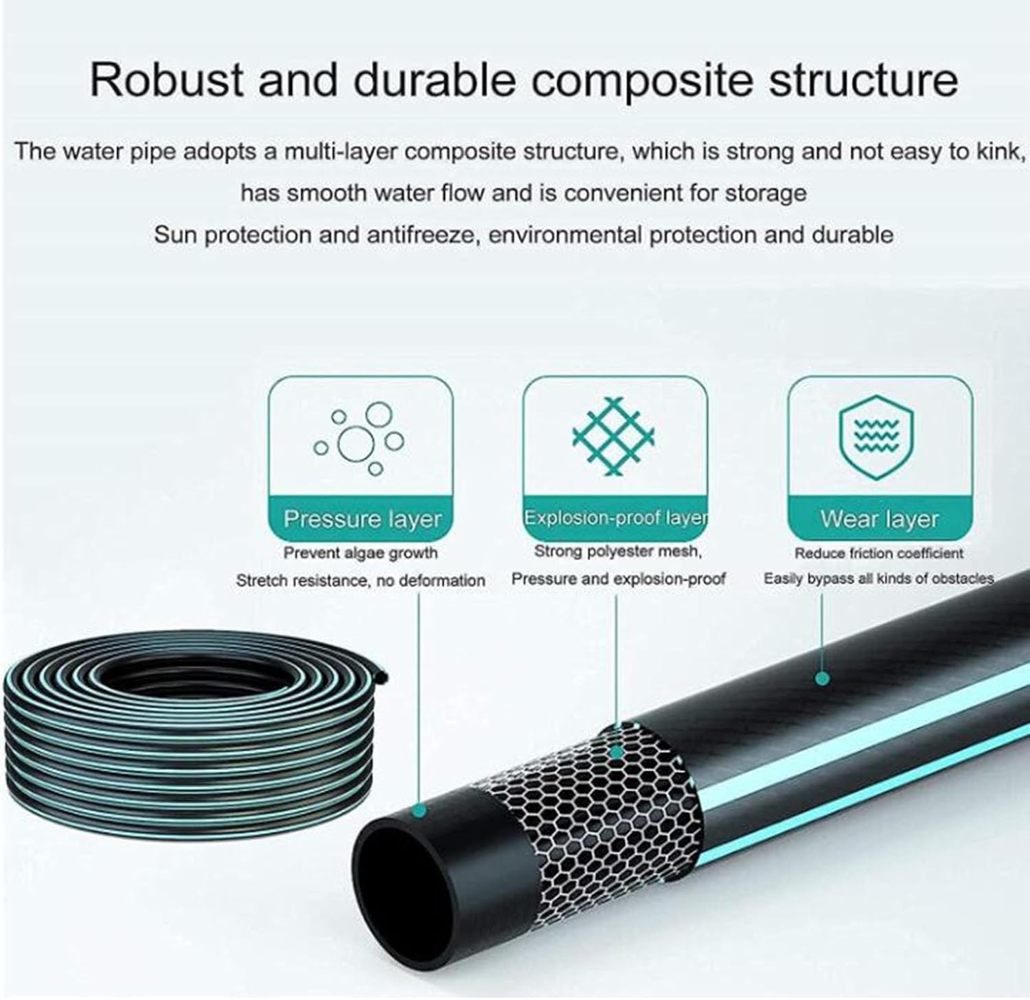 Garden Hose Cart, Portable Hose Reel Storage, Outdoor Car Cleaning, Bathing, Pet Handle, Water Pipe Bracket Cart (Green 15m)
