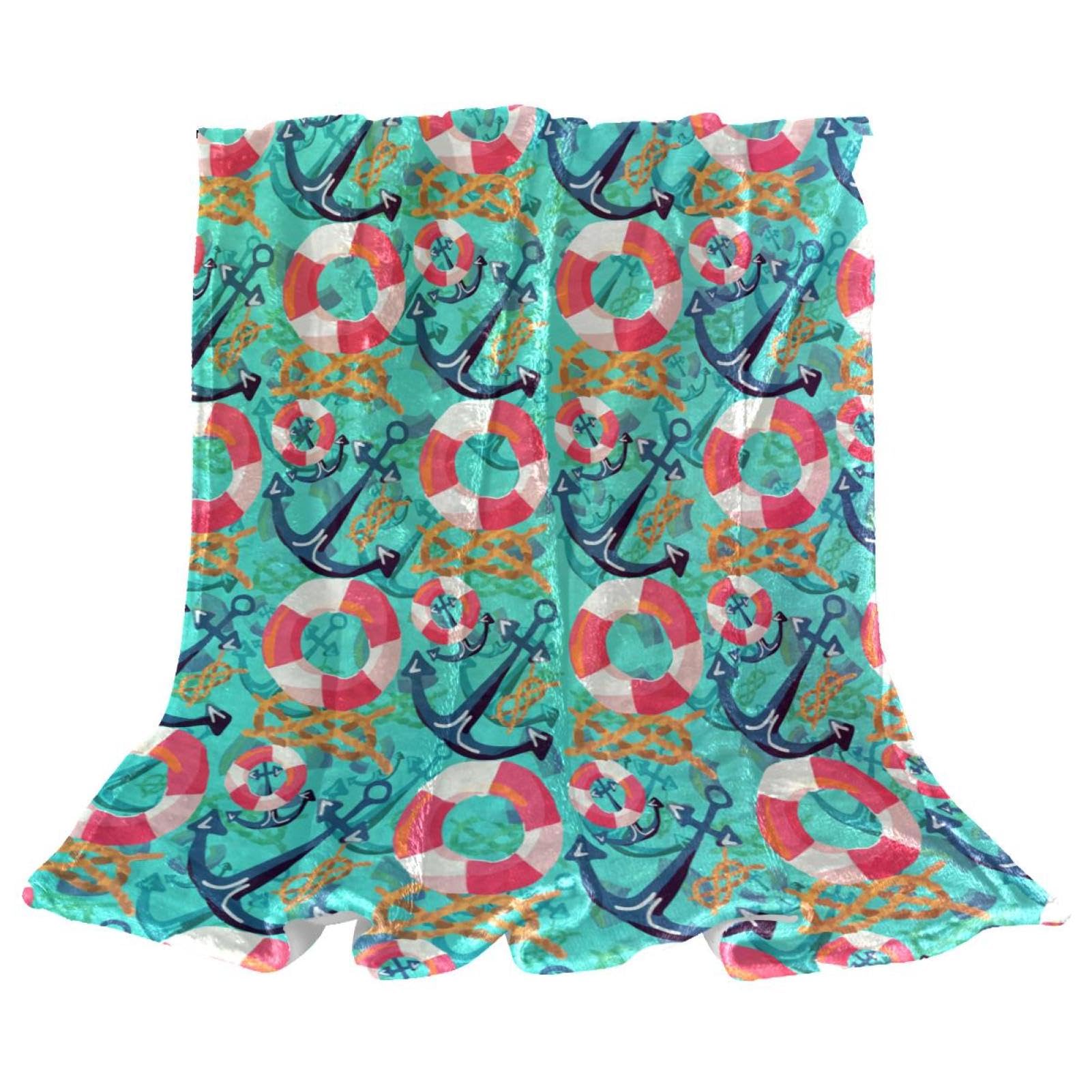 Couverture polaire chaude et douce motif bouée de sauvetage pour protéger vos fauteuils