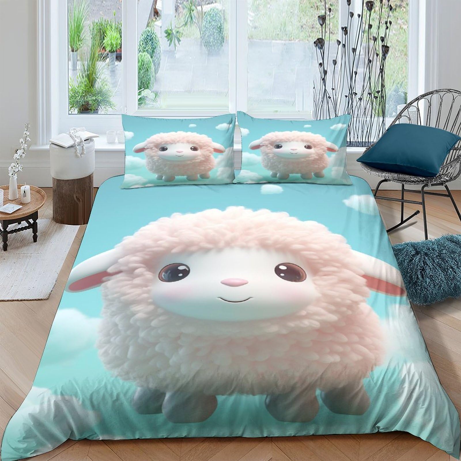 Parure de couette 200 cm avec taie d'oreiller, lit 3 pièces pour adolescent et enfant
