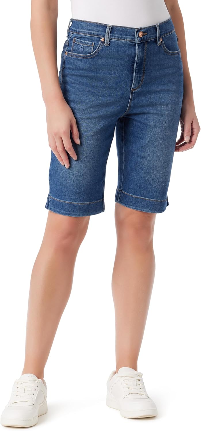 Gloria Vanderbilt Womens Amanda Bermuda High Rise Short Petite