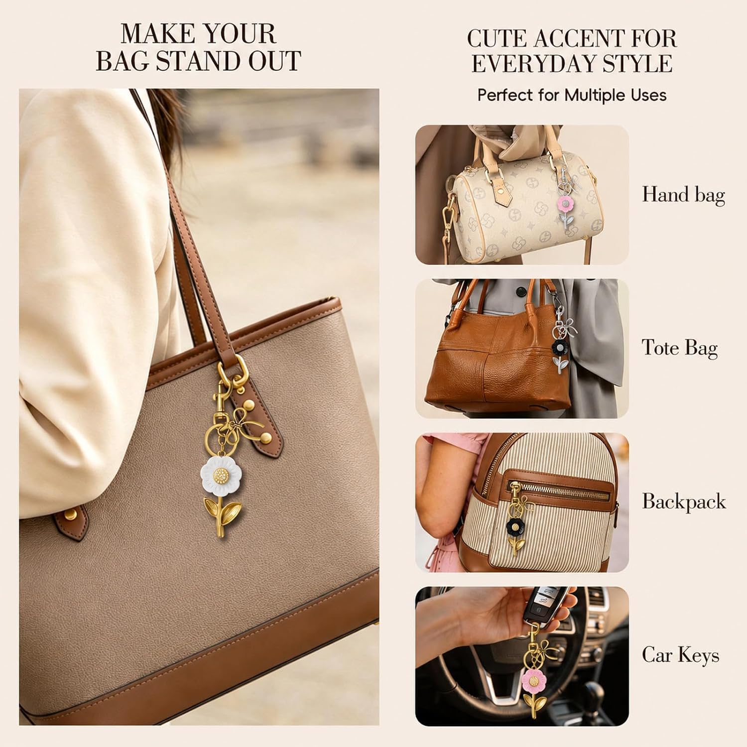 Daisy Keychain Flower Bag Charms for Women image 4