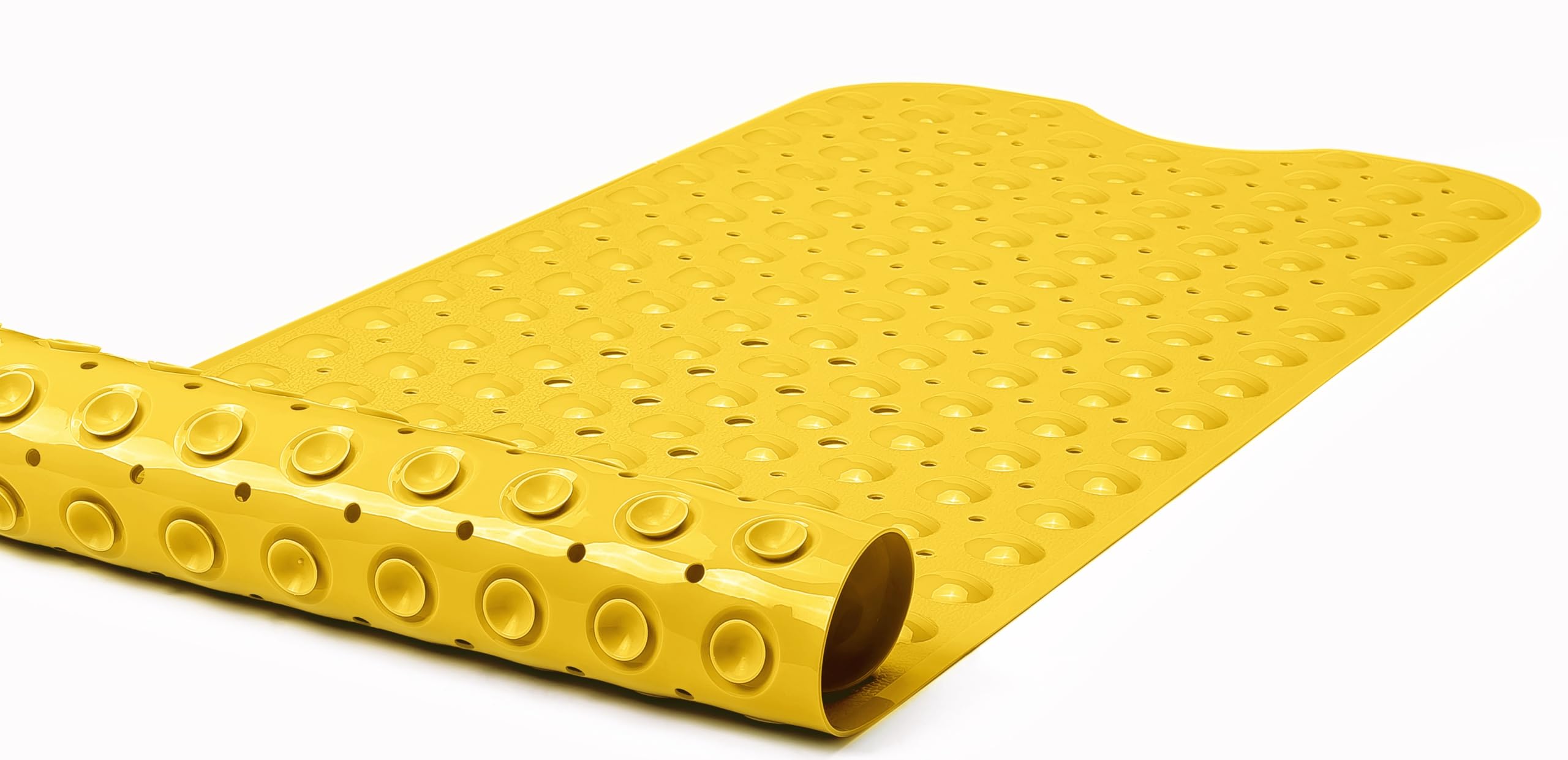 Extra lange rutschfeste Badewannen- und Duschmatte, 99.1 x 40.6 cm (nur glatt/nicht strukturierte Wannen) sicher, sauber, maschinenwaschbar, Vinyl, blickdicht gelb
