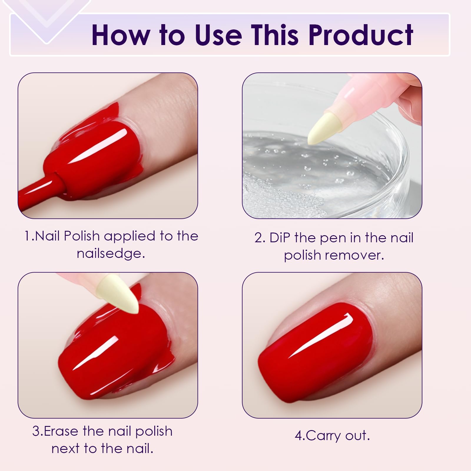 4 Piezas Plumas Correctoras de Esmalte de Uñas Recargables, Bolígrafo Quitaesmalte de Manicura con 3 Puntas de Repuesto, Herramienta de Corrección para Eliminar Errores de Uñas