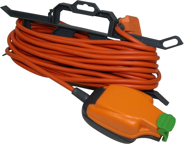 Masterplug CT1513P/IPS Weatherproof Outdoor Single Inline Socket Extension Lead with H Frame Cable Tidy, 15 Metres, Orange