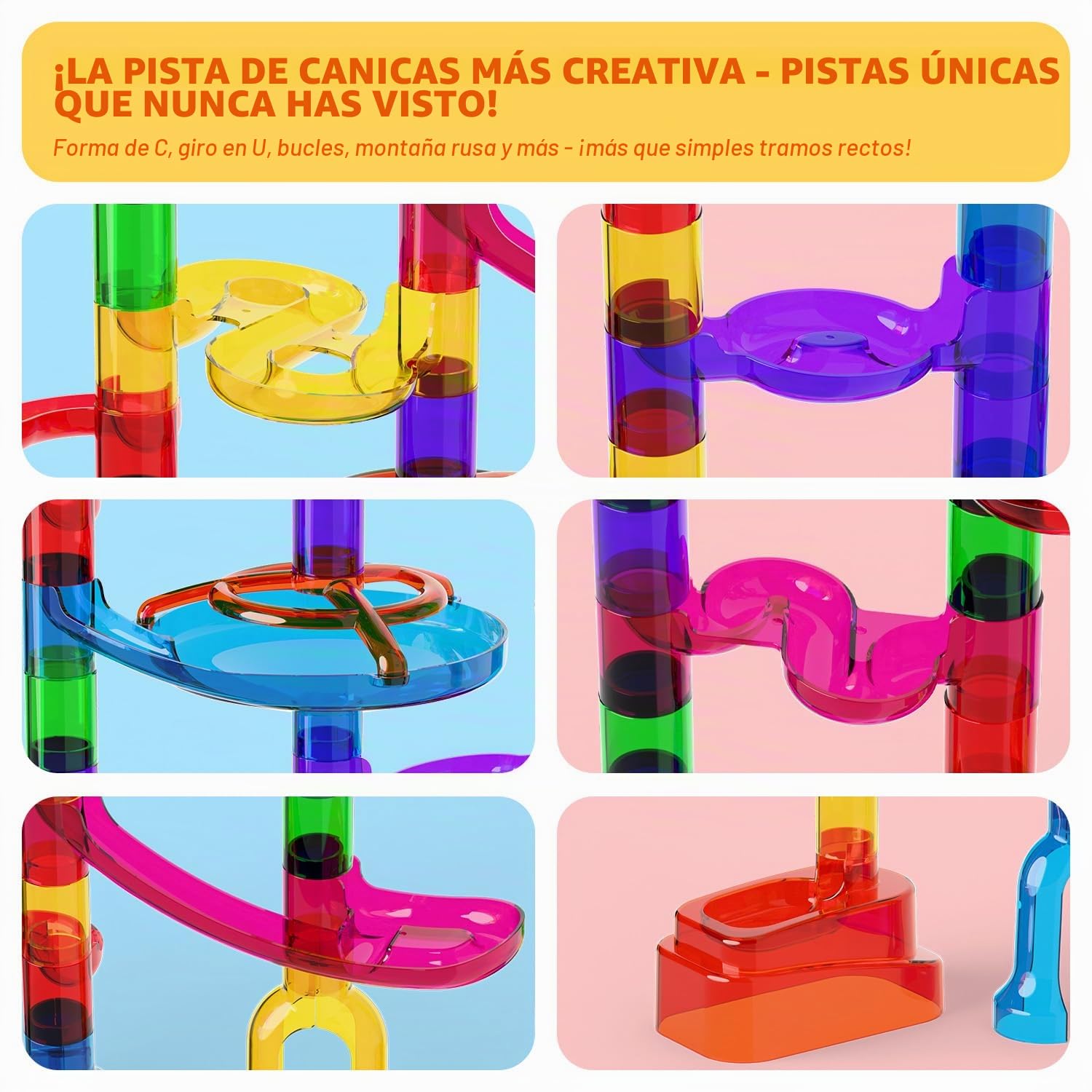 Circuito Canicas 150 Pcs Multicolor Transparente Marble Rush Juego Educativo Stem Construcciones para Niño Juguetes Niña Niño 3-12 Años Regalo Navidad Cumpleaños