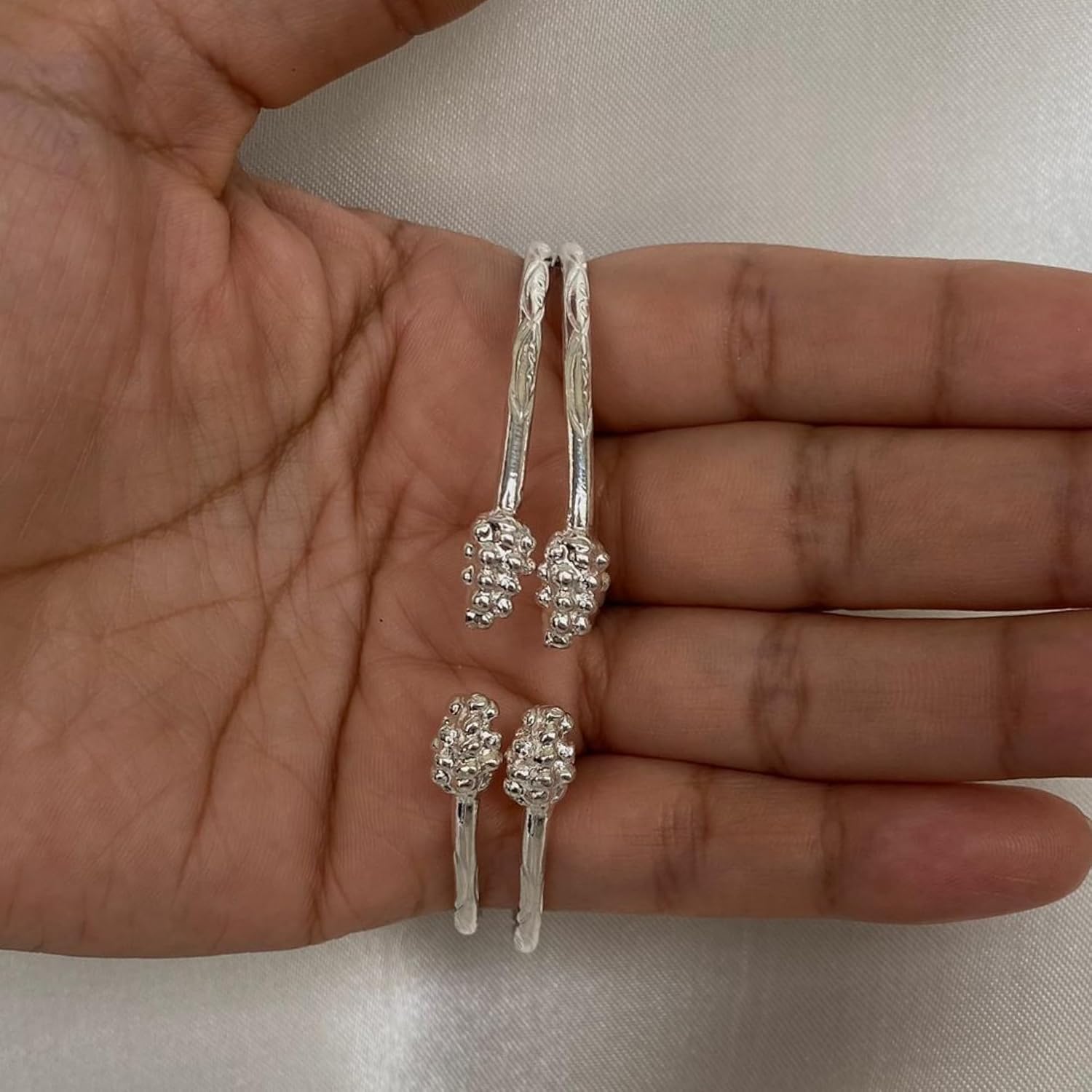 Better Jewelry Grape Bunch Ends West Indian Bangles .925 Sterling Silver, 1 pair