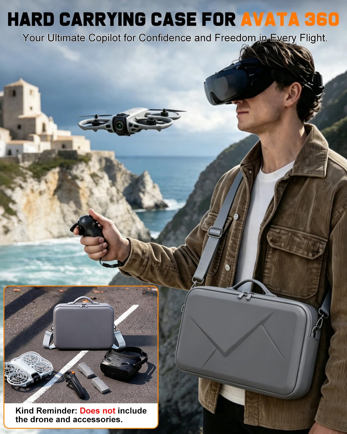 Custodia per DJI Avata 360 Motion Fly More Combo con RC Motion 3, Goggles N3 & Charging Hub, custodia rigida per drone accessori antiurto impermeabile