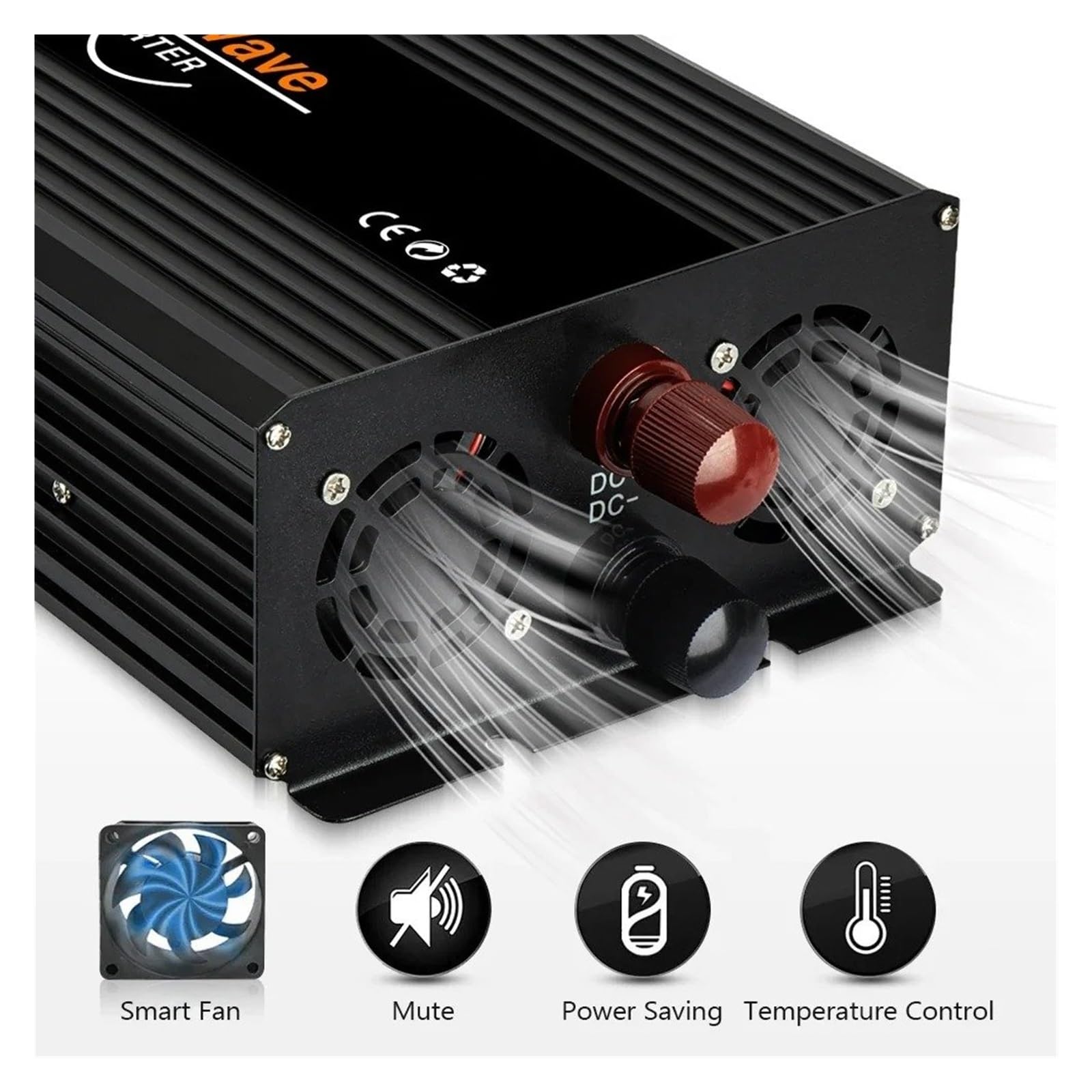 Inversor Corriente Convertidor Voltaje Onda Sinusoidal Pura 4000W 5000W 6000W con Doble Enchufe Europeo Inversor Solar 12V CC 24V Y 48V A 220V CA Transformador(24V,50HZ,6000W (Rated 3000W))