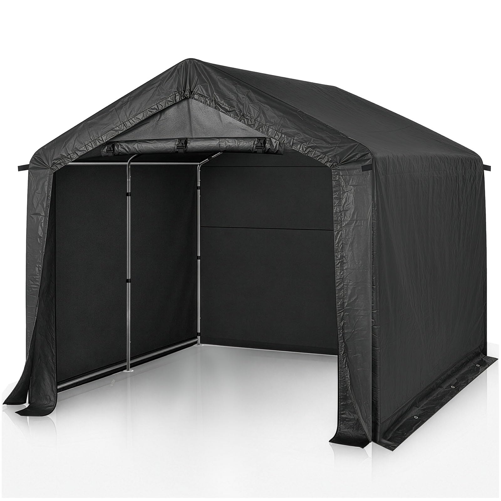 LEADZM Gerätehaus 180x180 cm Grau | Wasserfestes UV-beständiges Gewebe mit Reißverschlusstür, sicheren Aufbewahrung von Fahrrädern und sämtlichen Gartengeräten