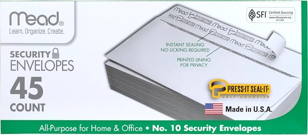 Mead #10 Security Business Envelopes Letter Set