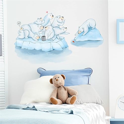 Miniatura 2 de Calcomanías de pared con diseño de oso polar, diseño de animales árticos, bonitos adhesivos de vinilo para guardería, habitación de niños, escuela,