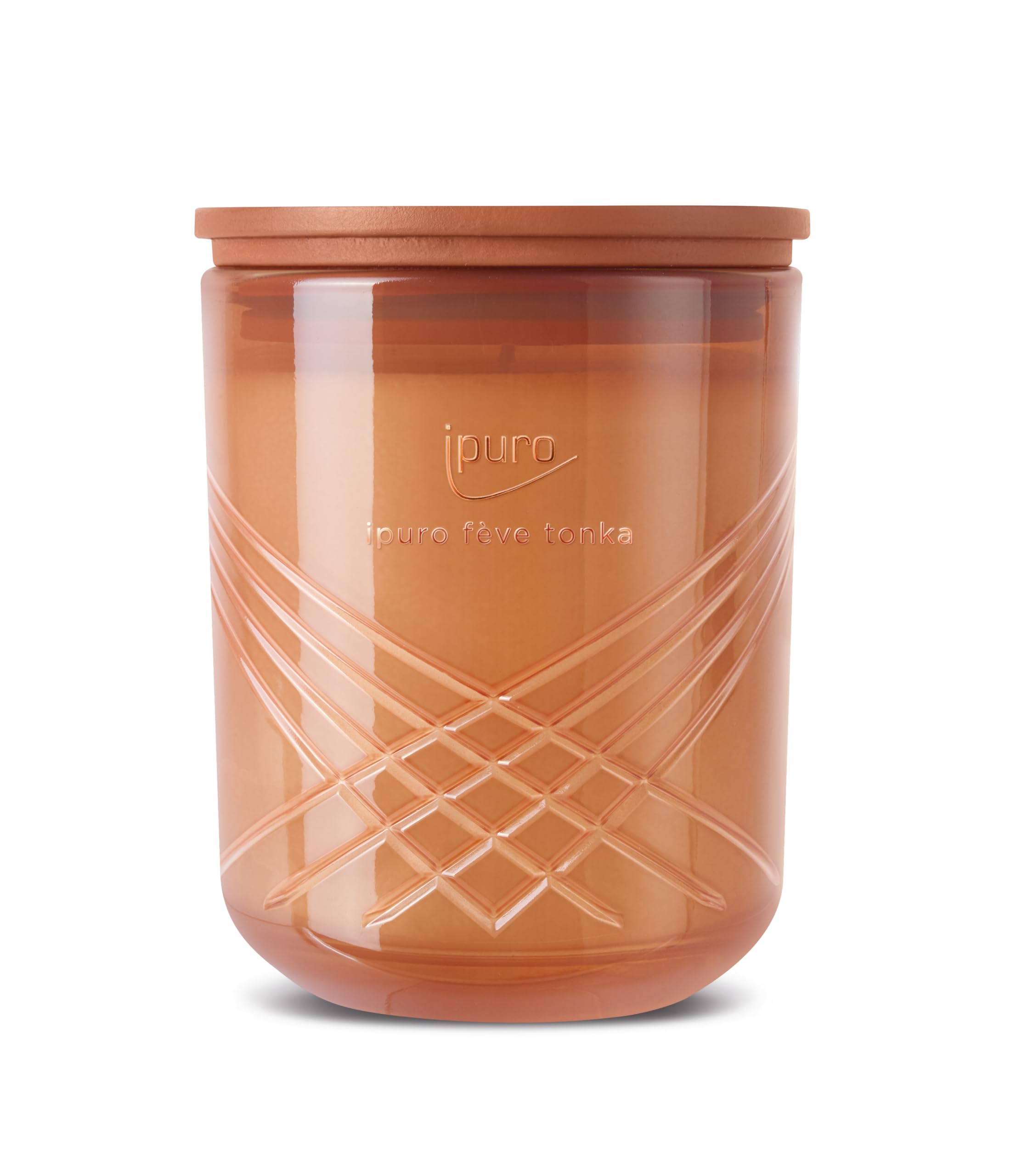 Ipuro Exclusive Elegante vela perfumada FÉVE Tonka con mayor contenido de aceite perfumado | Vela perfumada de en tarro | Vela con vainilla y haba tonka, aroma a rosa y sándalo | Vela perfumada