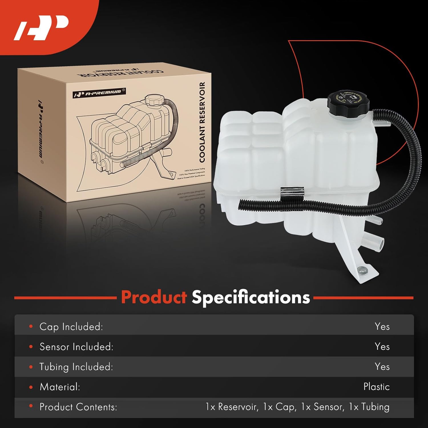 A-Premium Coolant Recovery Reservoir Tank [with Cap & Sensor & Tubing] Compatible with Chevy & GMC - 2001-2007 - Silverado Sierra 2500 HD, 2500 HD Classic, 3500, 3500 Classic - 6.6L OHV Diesel Turbo