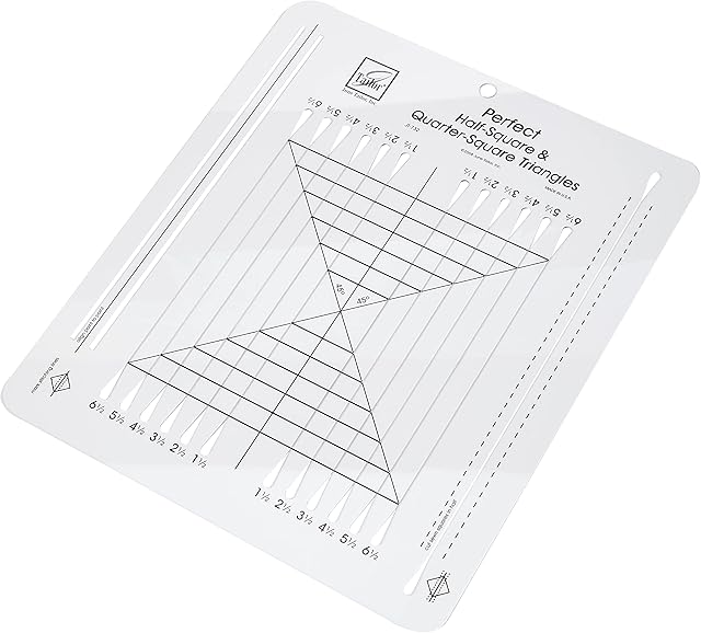 June Tailor JT732 10 1/2 x 12 1/2-inch Perfect Half-Square and Quarter-Square Triangles Ruler, White