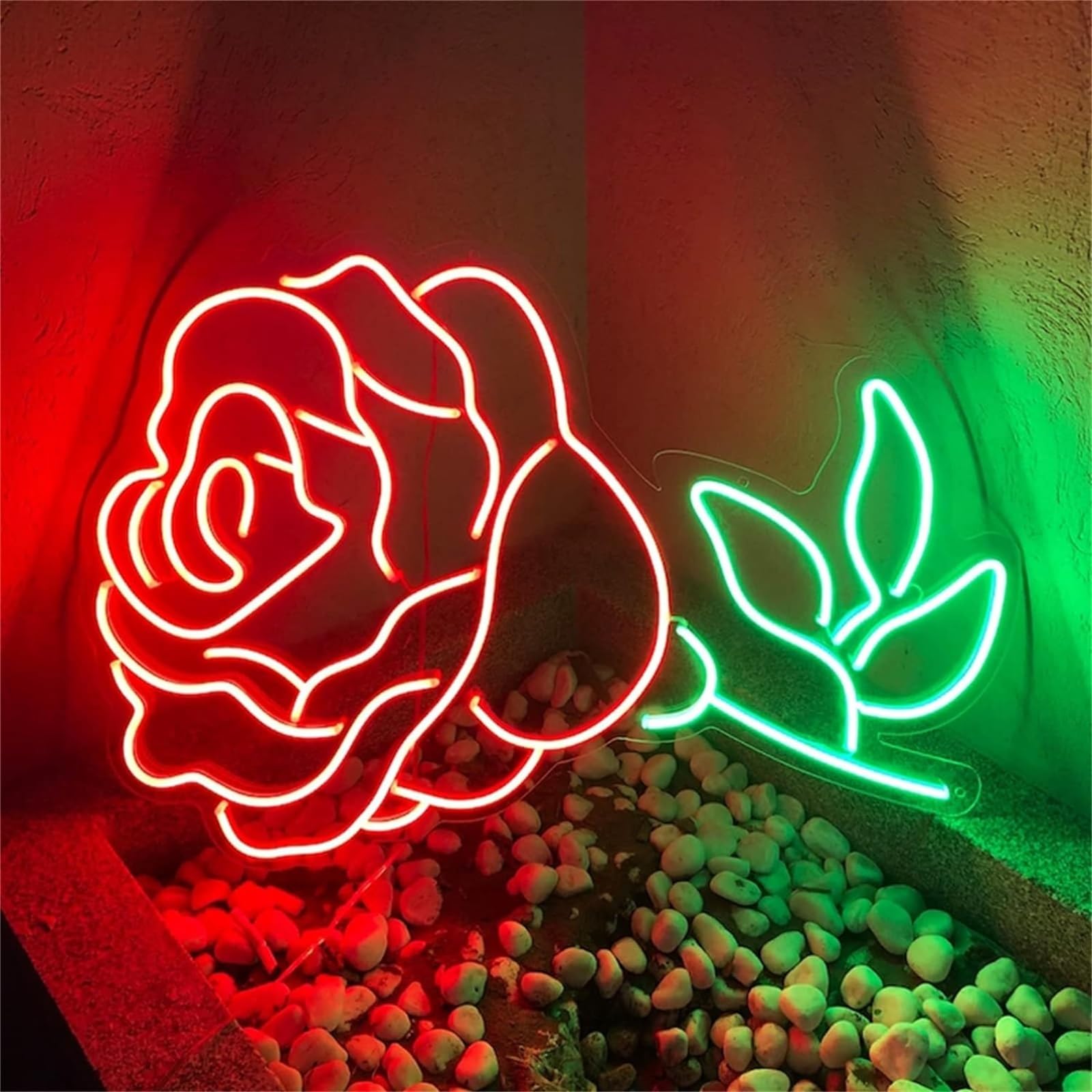 Amazon.co.jp: LEDネオンライトサインローズフラワーネオンサイン、LED