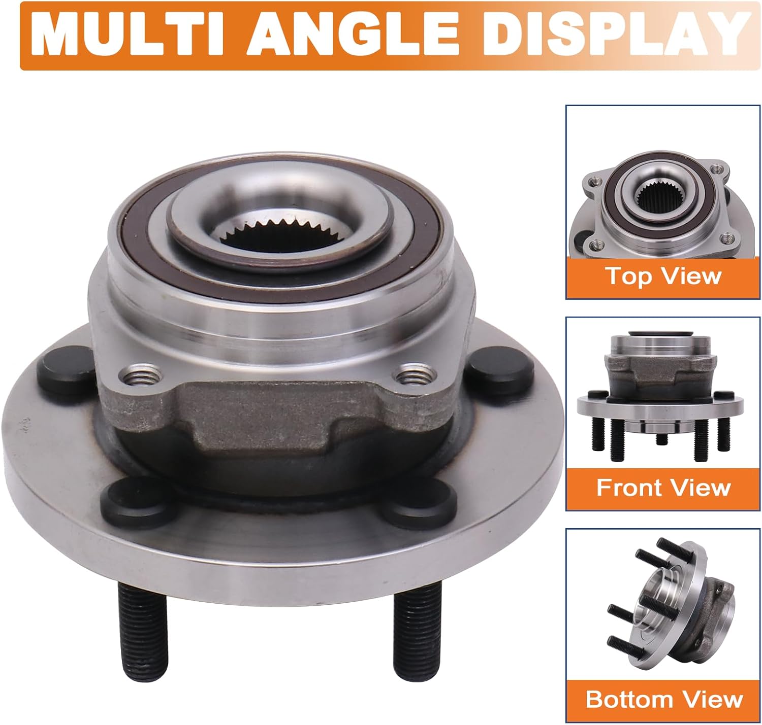 Front Wheel Hub Bearing Assembly 2 PCS Compatible for 2007-2014 Chrysler 200 Sebring, Compatible for 2008-2014 Dodge Avenger Caliber 5 Lugs Replace 513263