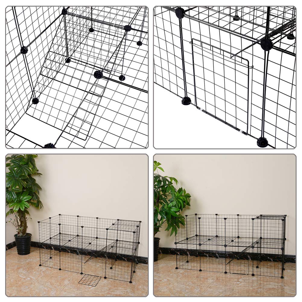 XhuangTech Haustier-Laufstall, DIY Kleintierkäfig für drinnen und draußen, tragbarer Metalldraht, Hofzaun für Welpen, Kätzchen, Meerschweinchen, Kaninchen, Schildkröte, Hamster (36 Panele)