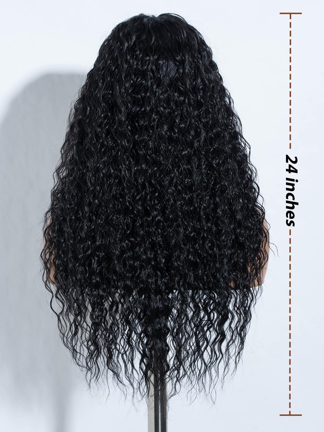 Joedir Black Curly Wigs Synthetic Lace Front Wig with Baby Hair 24 Inches Deep Curly Wigs for Women Daily Party - Image 4