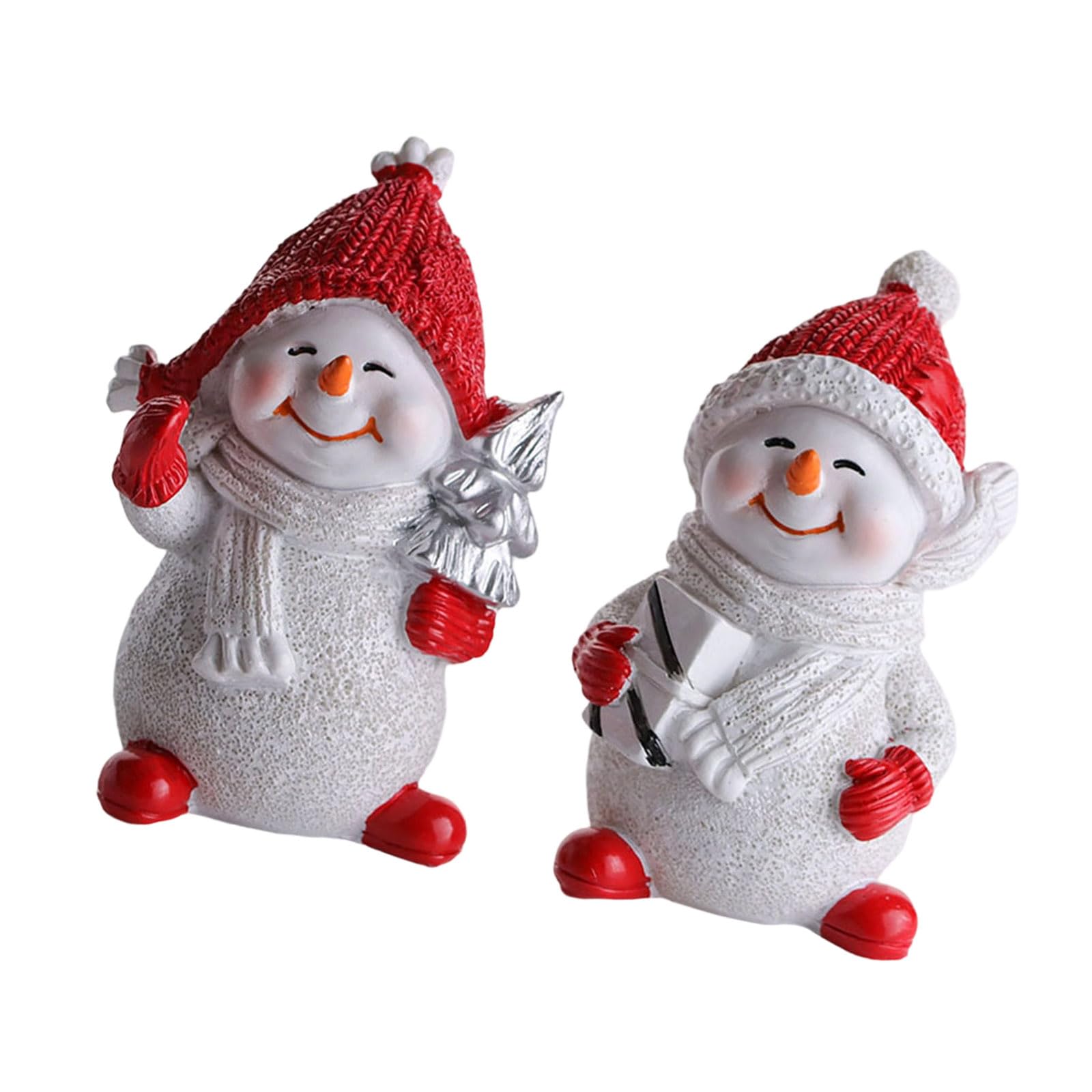 Msioytog Tiny Resin Snowman Sculpture, Christmas Mantel & Tabletop Decor, Weather-Resistant Holiday Centerpiece for Garden Display Christmas Decorations Resin