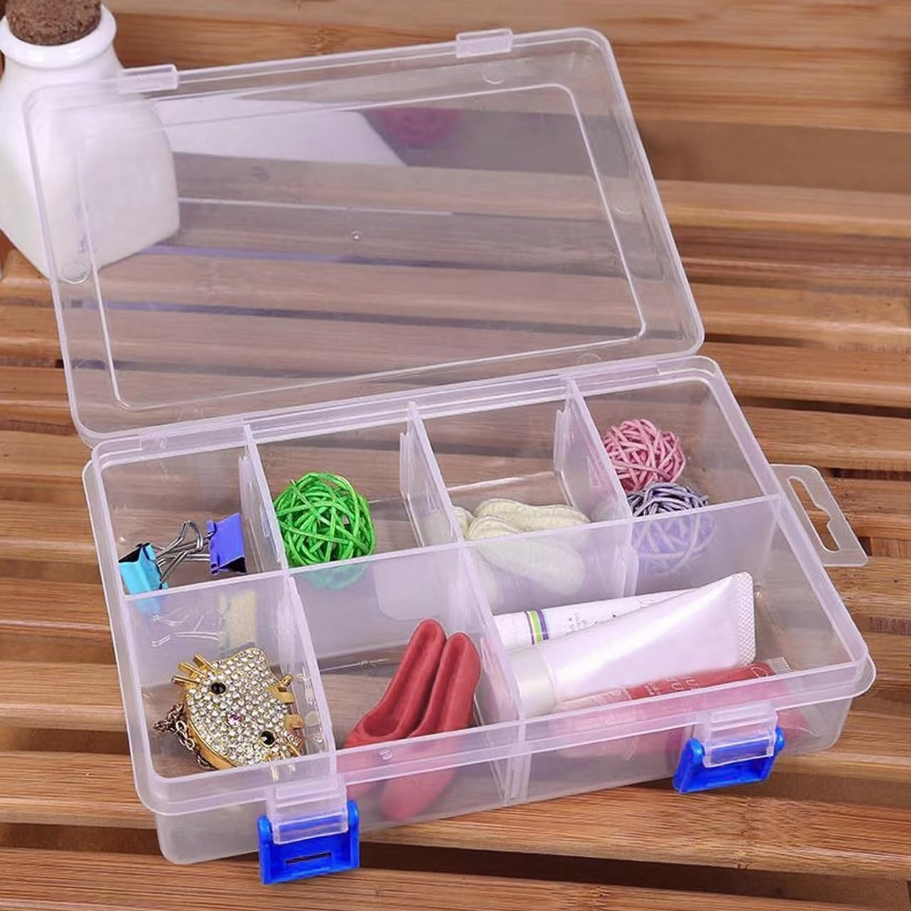 Scatole Organizzative Con Griglie - 2 Pezzi, 8 Scomparti Regolabili, Ideali Per Perline, Viti, Gioielli - Design Trasparente - Foto 9