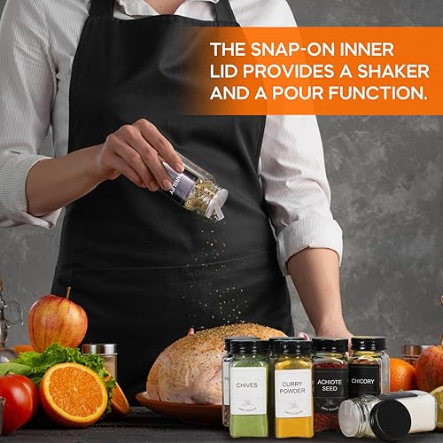 Miniatura 7 de AuroTrends Tarros de especias vacíos con etiquetas de 4 onzas, paquete de 24 recipientes de especias con etiquetas, recipientes de condimentos de 4