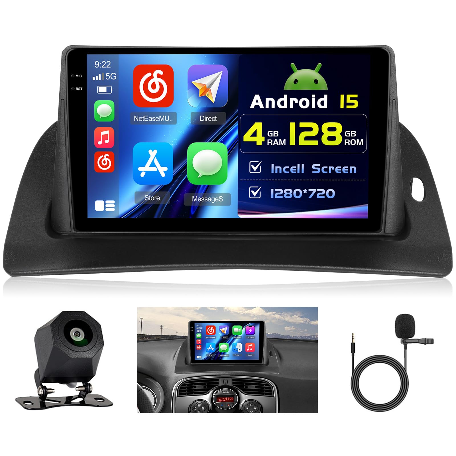 4+128G 9" Autoradio pour Renault Kangoo 2013-2020 Nissan NV250 2013-2021