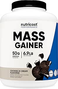 Nutricost Mass Gainer Cookies N Cream Flavor, 6.9 LBS, 50 Grams of Protein Per Serving - Non-GMO