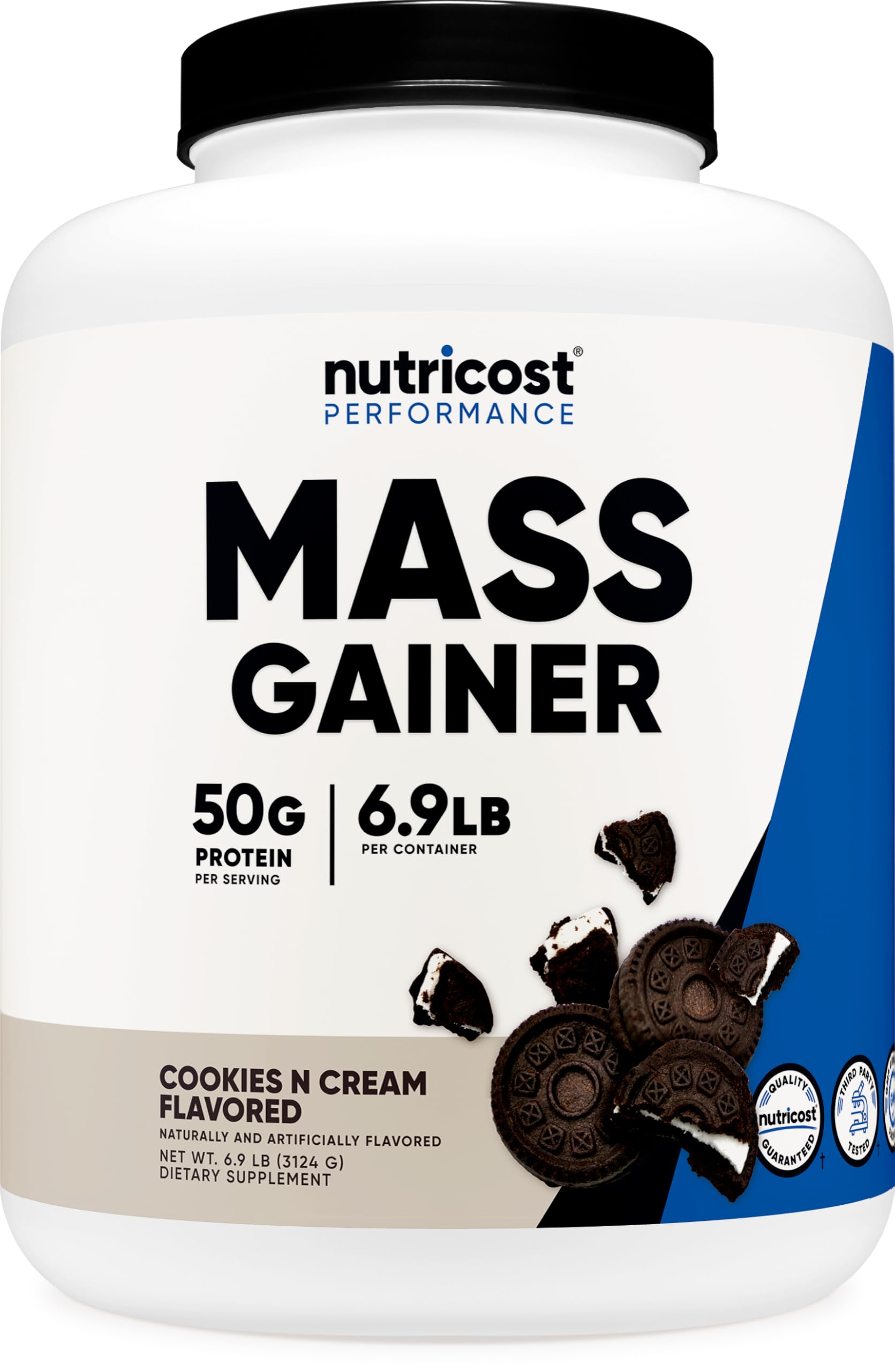 Mass Gainer Cookies N Cream Flavor, 6.9 LBS, 50 Grams of Protein Per Serving - Non-GMO